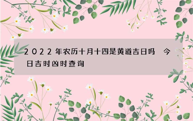2022年农历十月十四是黄道吉日吗 今日吉时凶时查询